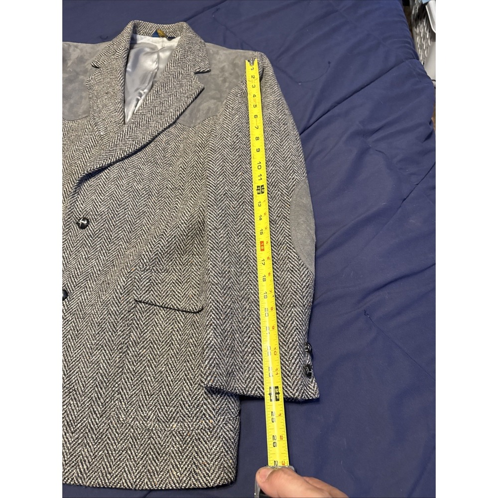 Vintage Pendleton Blazer Mens 44L Brown Herringbone Wool Tweed Elbow Patches 90s - Picture 2 of 7